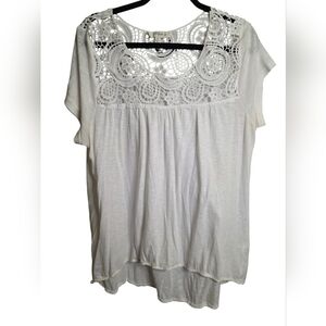 Umgee White Crochet Detail Blouse 1X